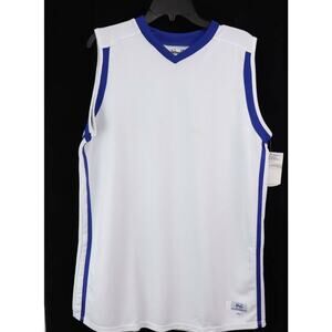 Intensity Womens Jersey Shirt White Blue Sleeveless V Neck Sportswear 2XL New